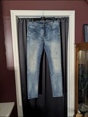 PRPS Windsor Clawmark Distressed Men's Tapered Skinny Stretch Jeans Light Blue